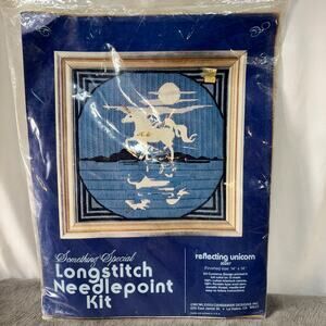 Candamar Longstitch Needlepoint Kit Reflecting Unicorn Vintage Complete USA Made